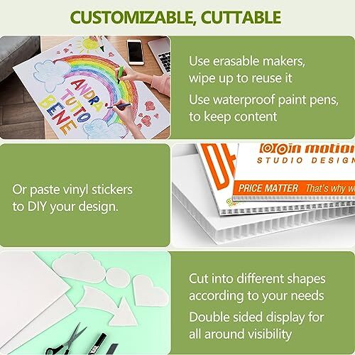 Blank Yard Signs with Stakes Custom Yard Sign 17×12 Inch 4 Pack Corrugated Pl…
