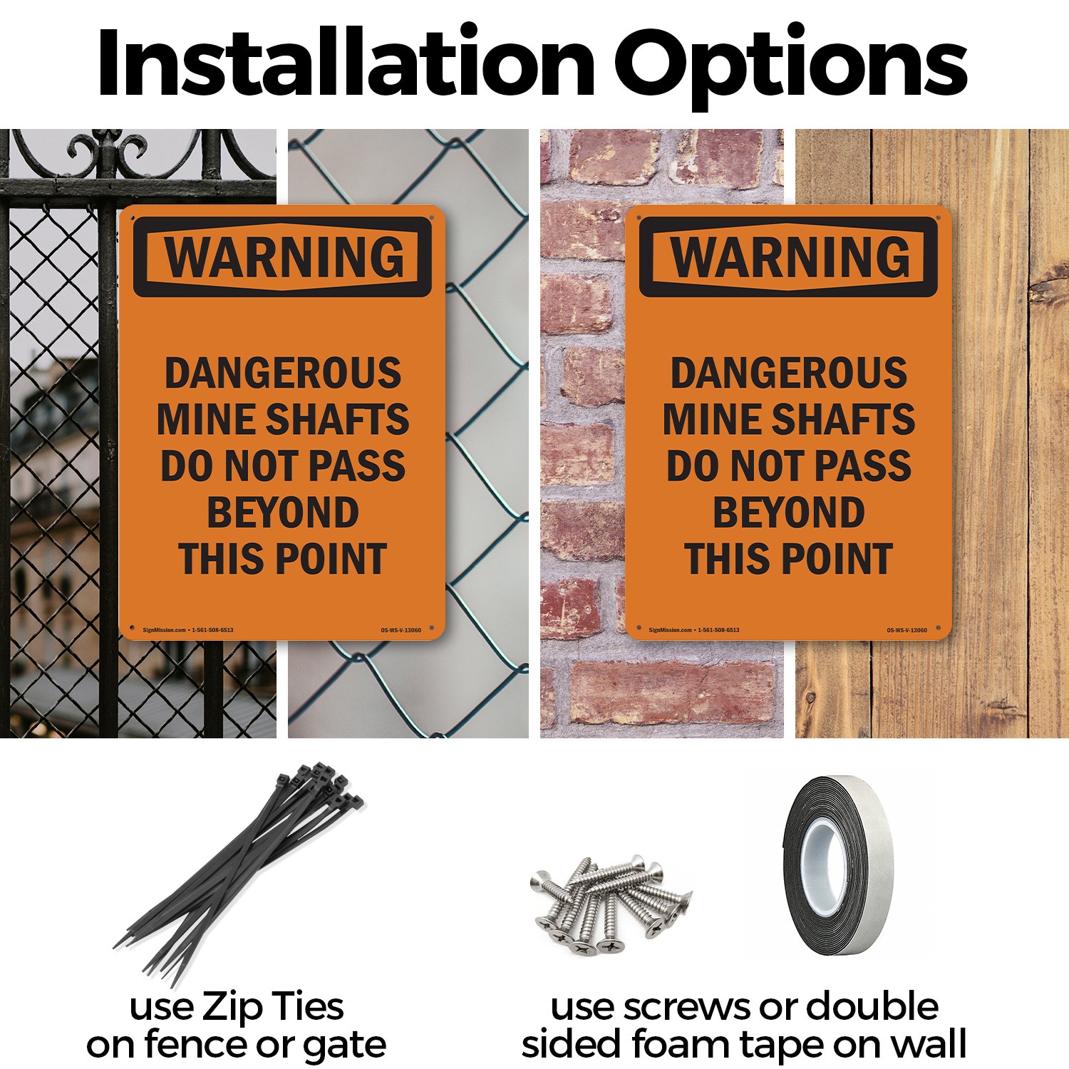 Dangerous Mine Shafts Do Not Pass OSHA WARNING Sign Metal, Decal – 5 or 10 Pack