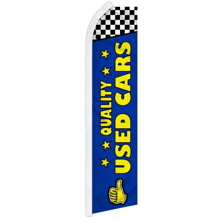 Quality Used Cars (Blue) Swooper Advertising Banner Flag for UsedAuto Dealership