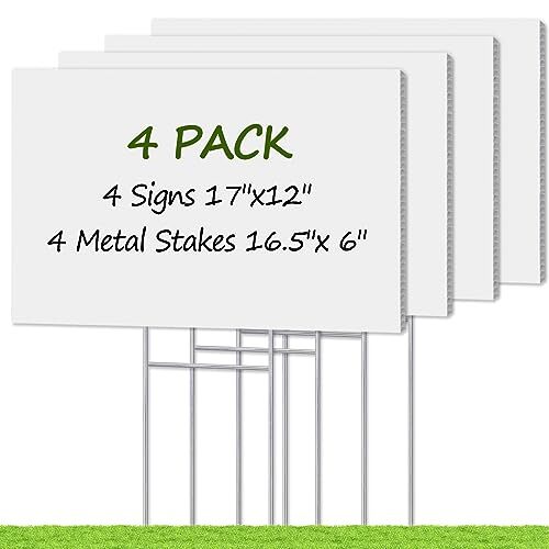 Blank Yard Signs with Stakes Custom Yard Sign 17×12 Inch 4 Pack Corrugated Pl…