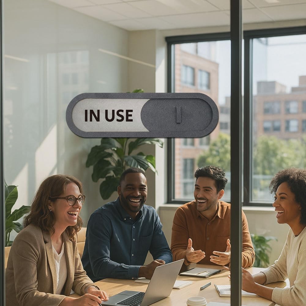 In Use Available Slider Door Sign Home Office Premium MDF Brown 7.5×2.2 In