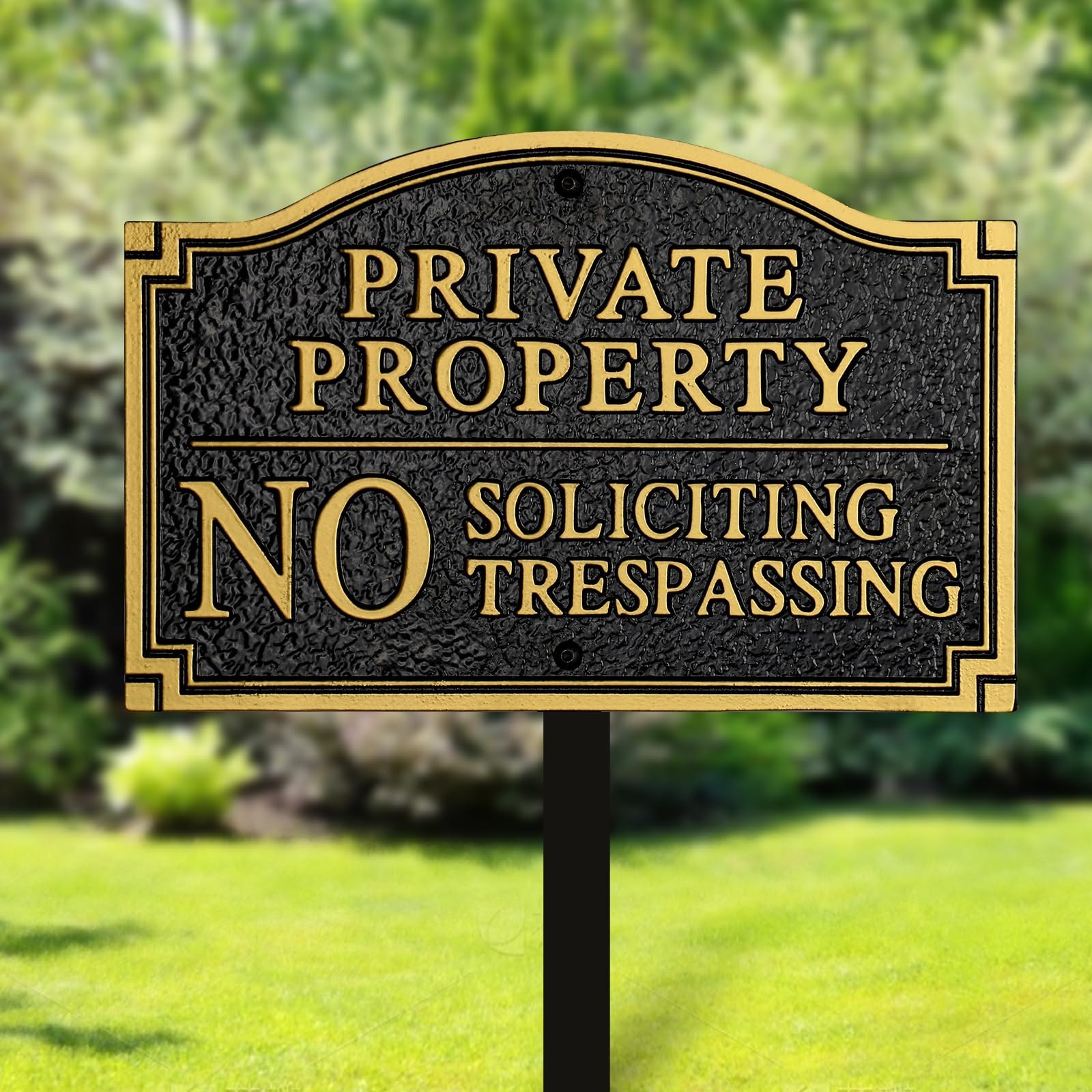 Private Property No Soliciting No Trespassing Statement Plaque,Solid Metal Ca…