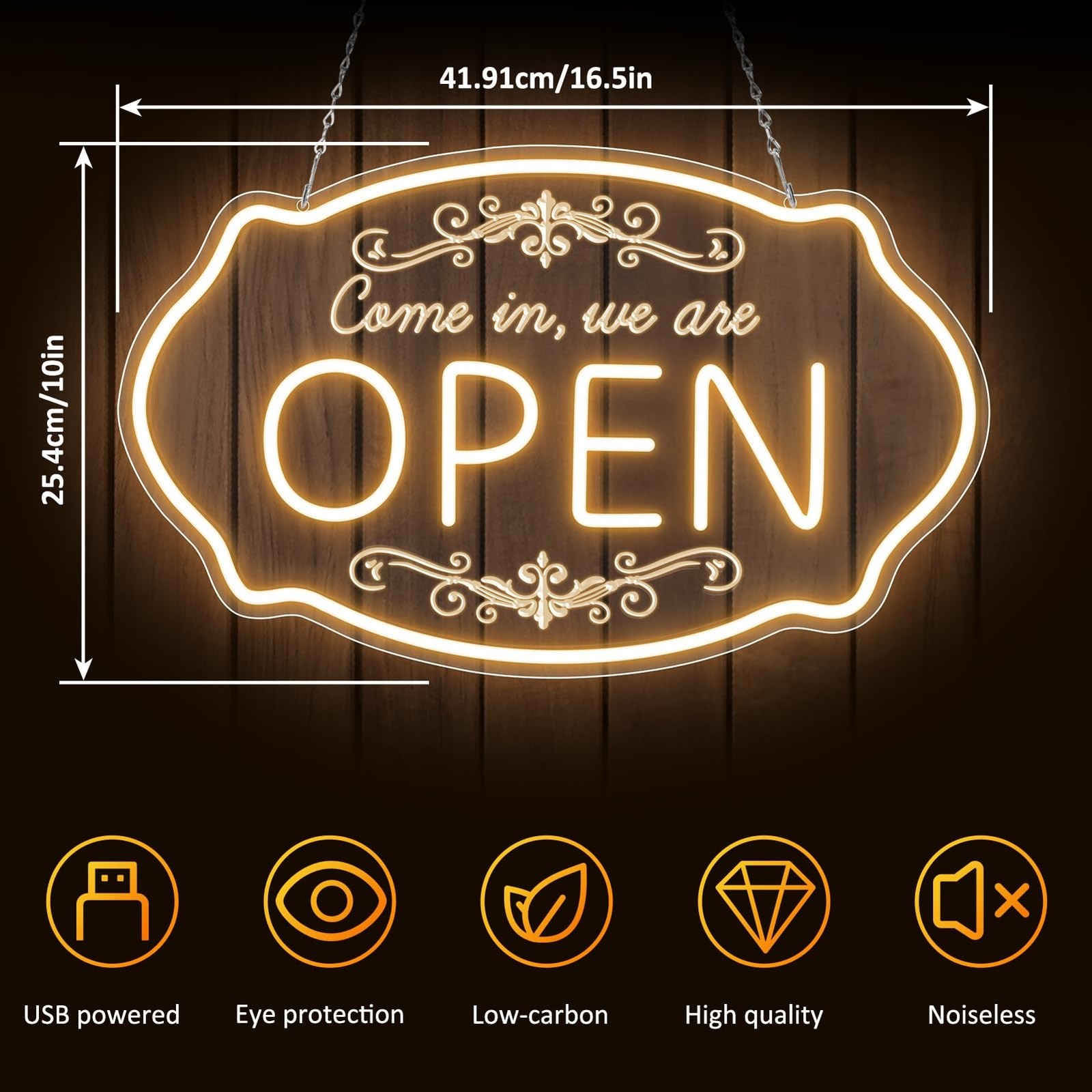 Open Sign for Business, 16.5 x 10 Inch Come In We’re Open LED Neon Sign, Adju…