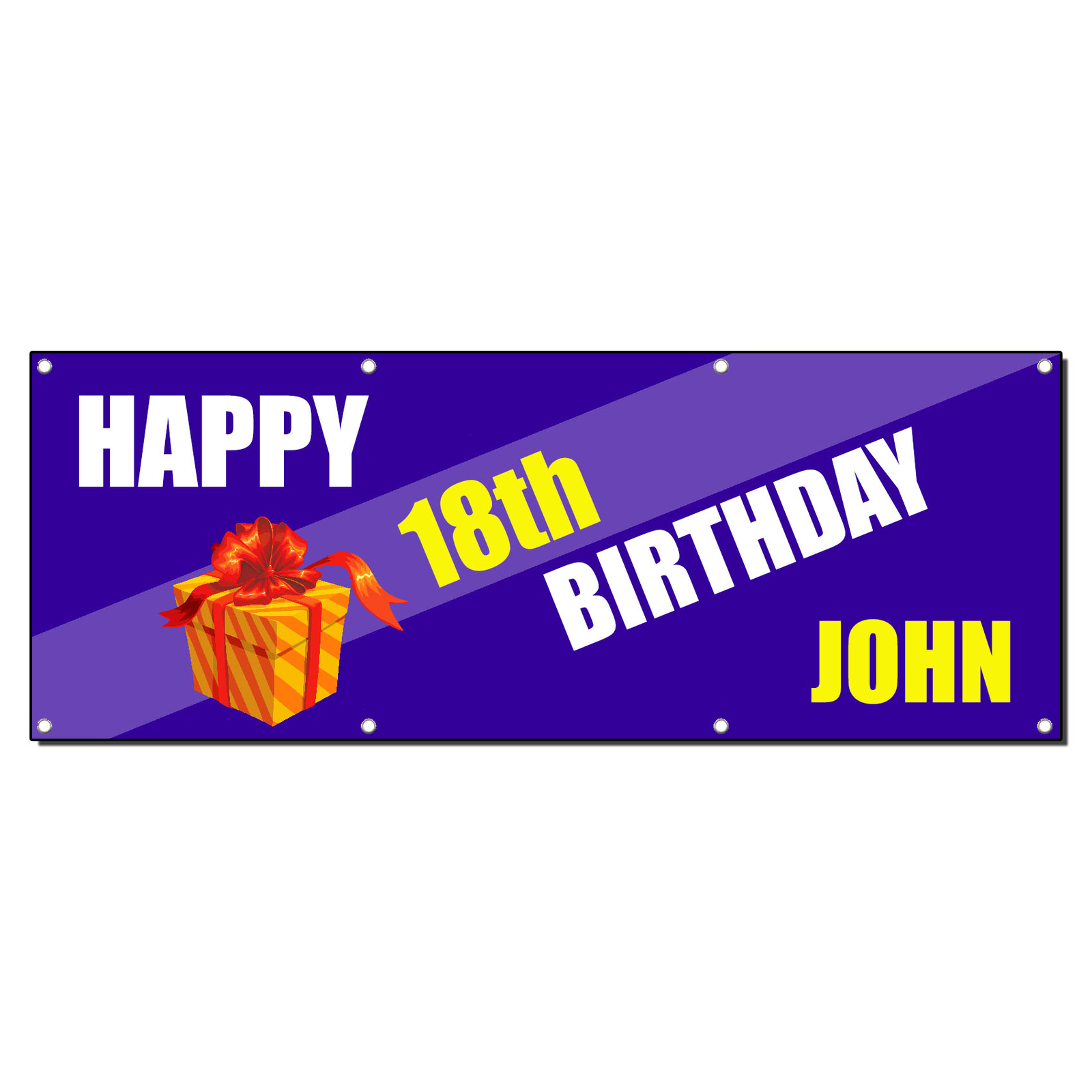 Happy 18Th Birthday Custom Name 13 Oz Vinyl Banner Sign With Grommets