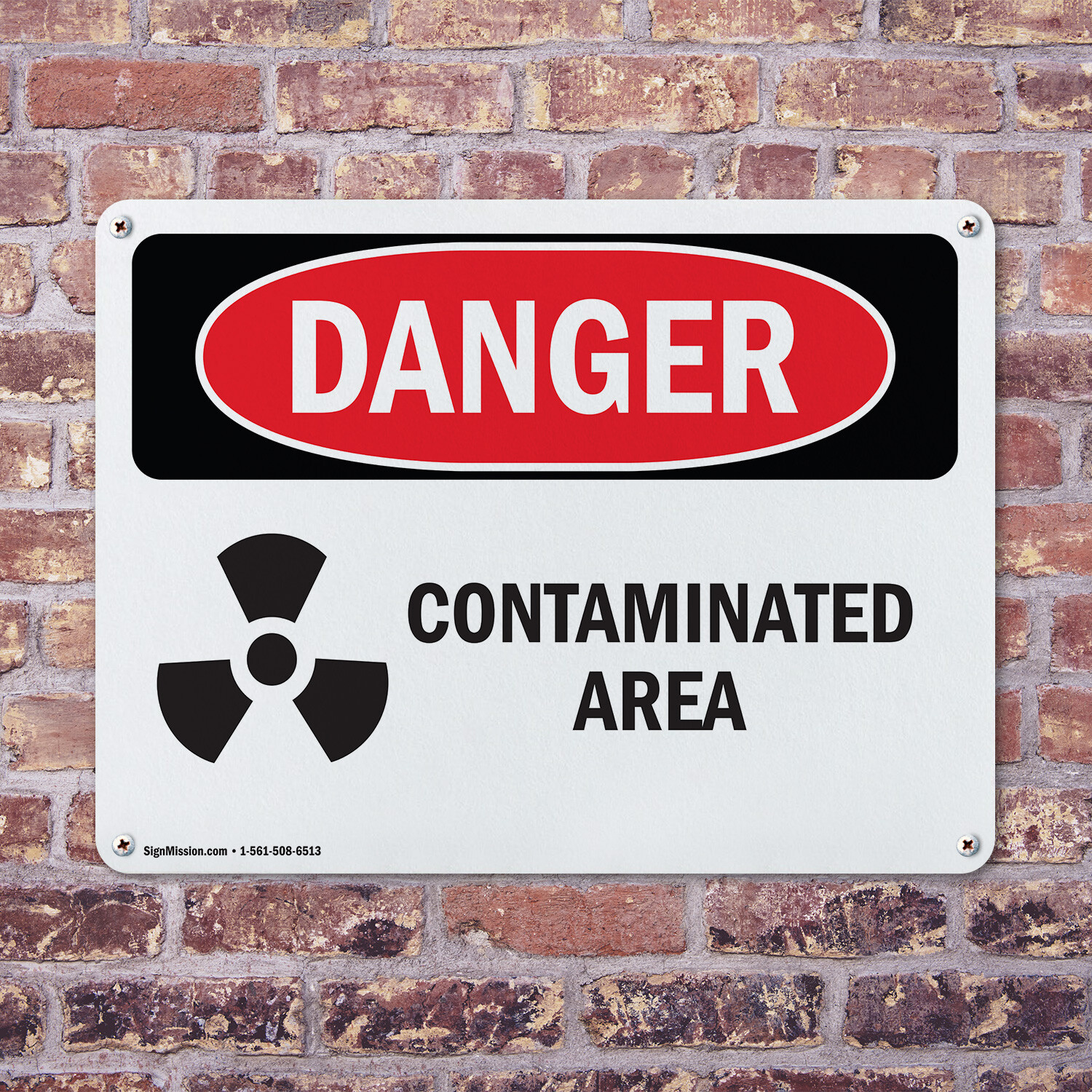(2 Pack) Contaminated Area OSHA Danger Sign Decal Metal Plastic