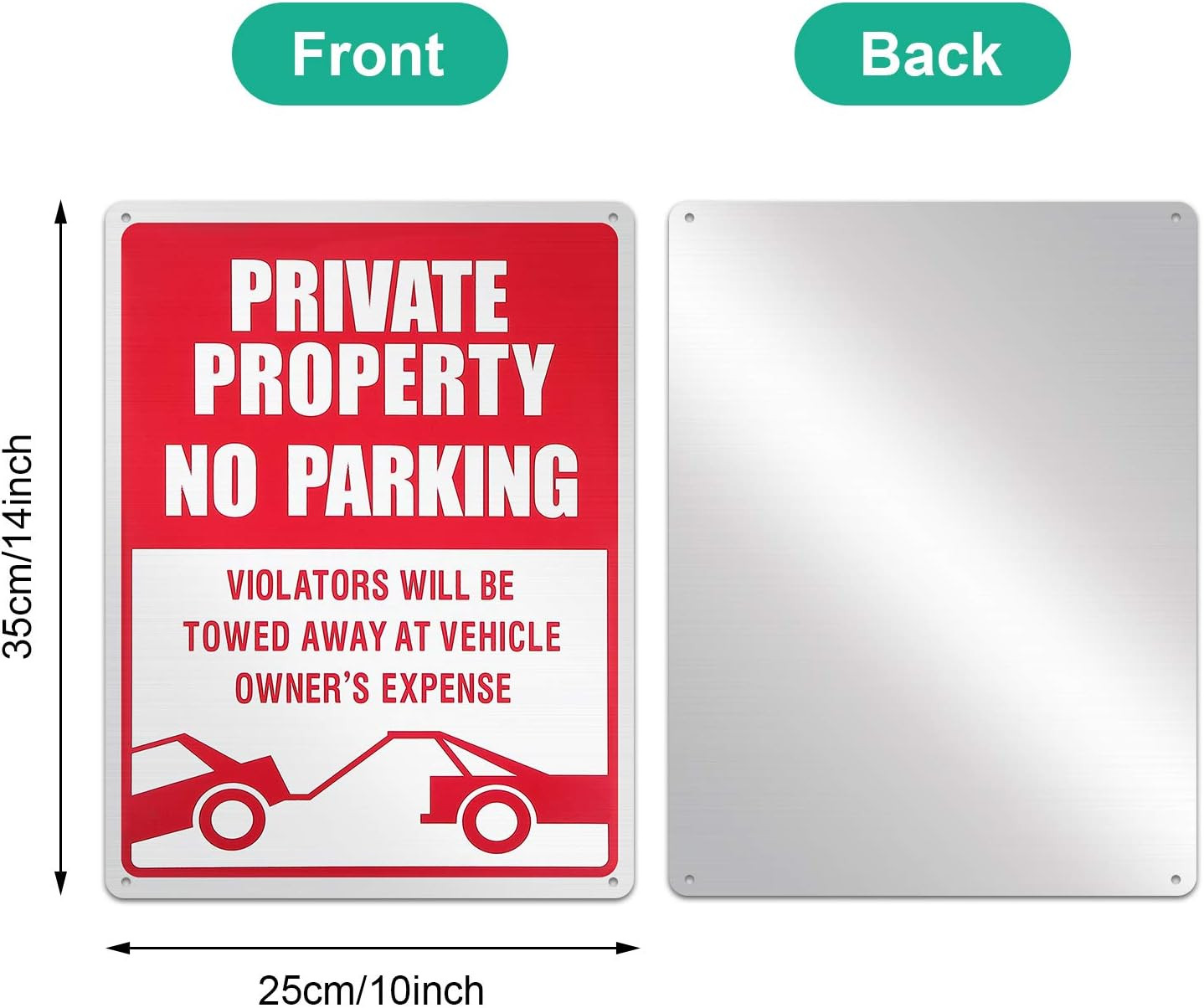 3-Pack No Parking Signs – 14 x 10 Inches Reflective Private Property Signs