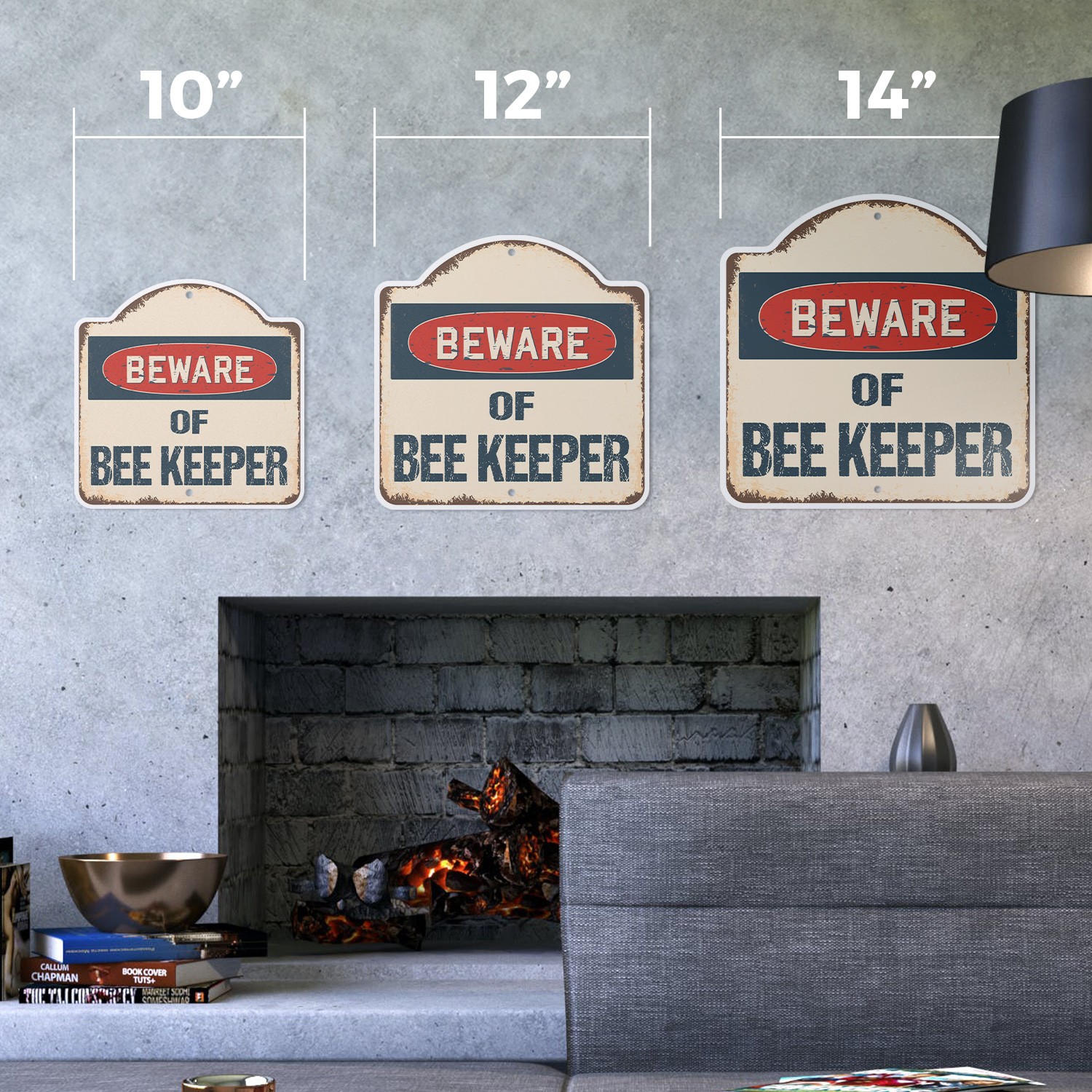 Beware Of Bee Keeper Plastic Novelty Sign Classic Rust Wall Plaque