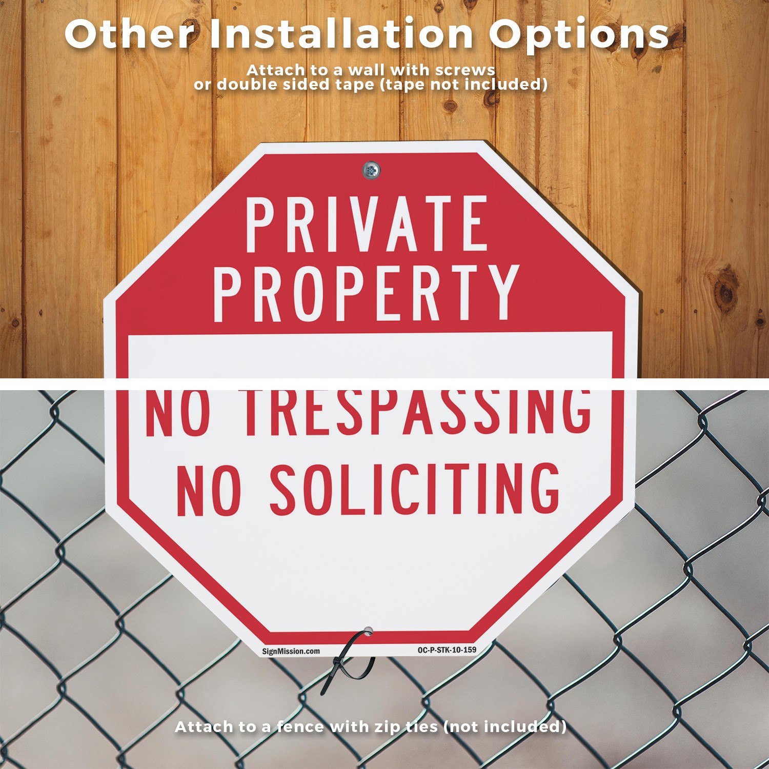 Private Property No Trespassing N Octagon Sign With Stake Weather Resistant