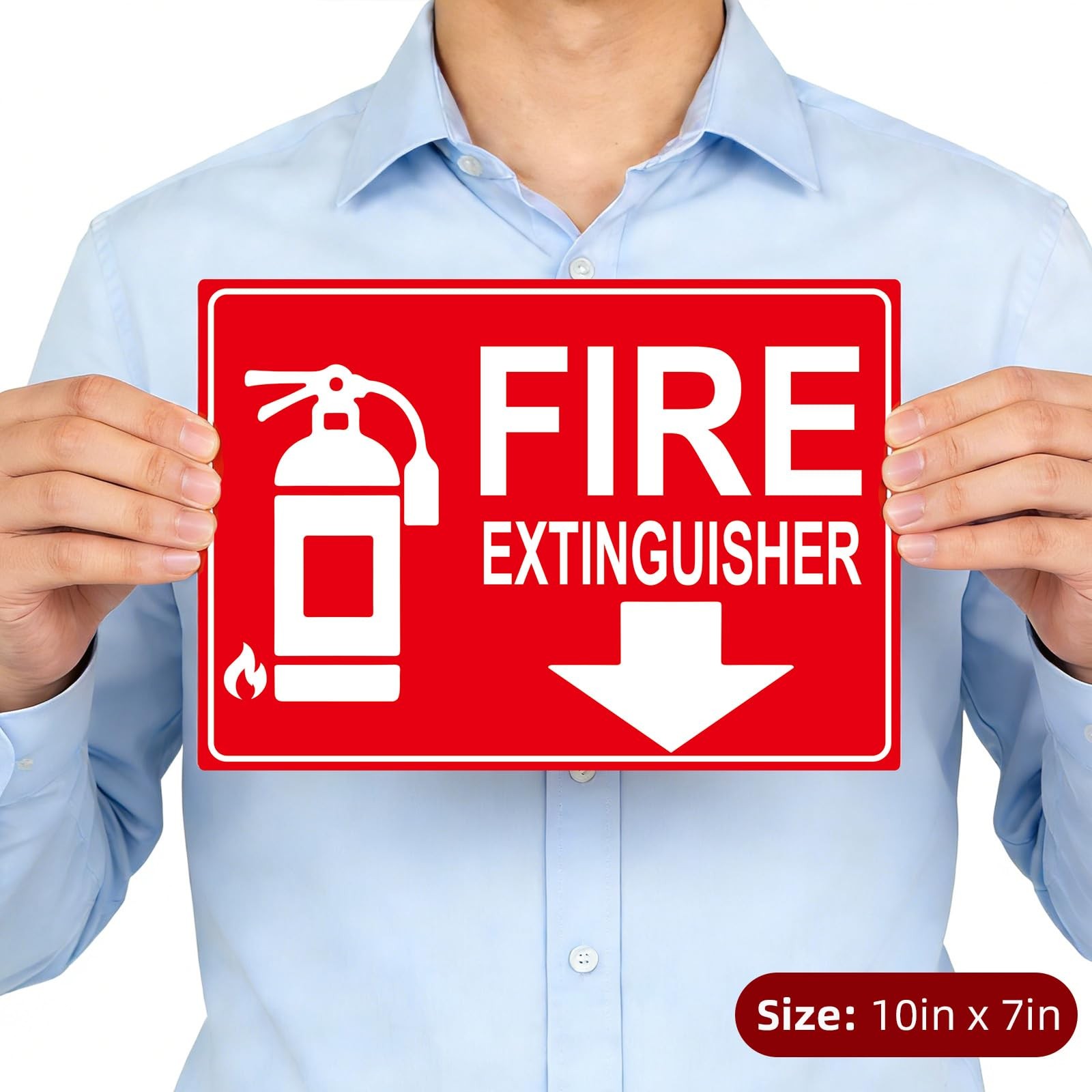 Fire Extinguisher Sign Sticker Glow in The Dark with Arrow 10x 7Inch 2 Pack