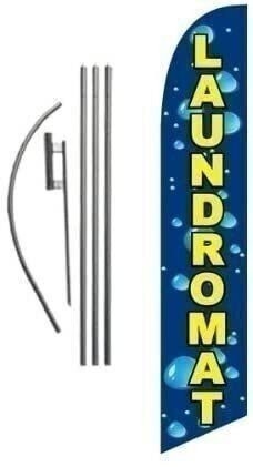 Laundromat Advertising Feather Banner Swooper Flag Sign with Flag Pole Kit…