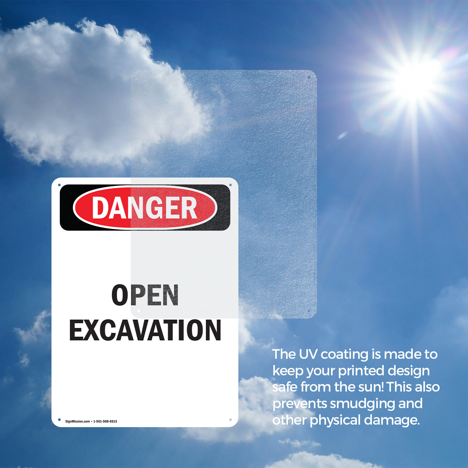 (2 Pack) Open Excavation OSHA Danger Sign Decal Metal Plastic
