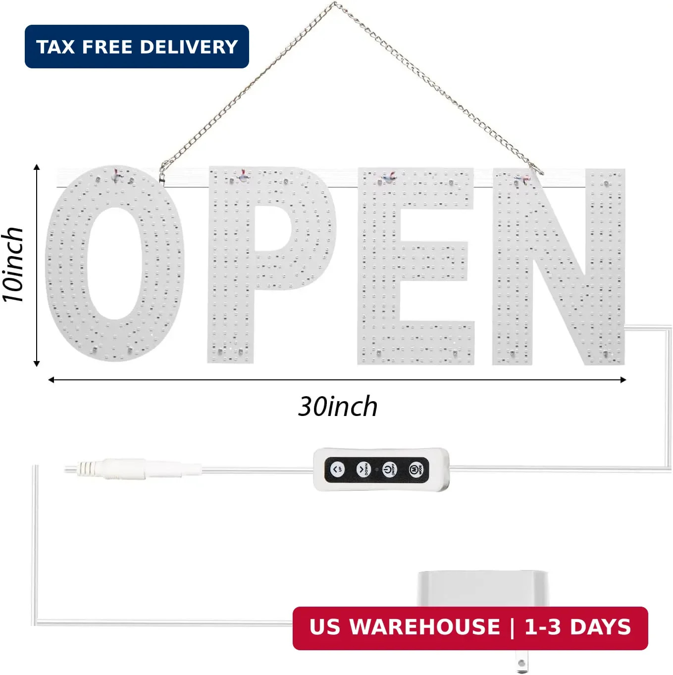 LED Open Sign for Business, 30″x10″ Dimmable Brightness Large Electric Light Up