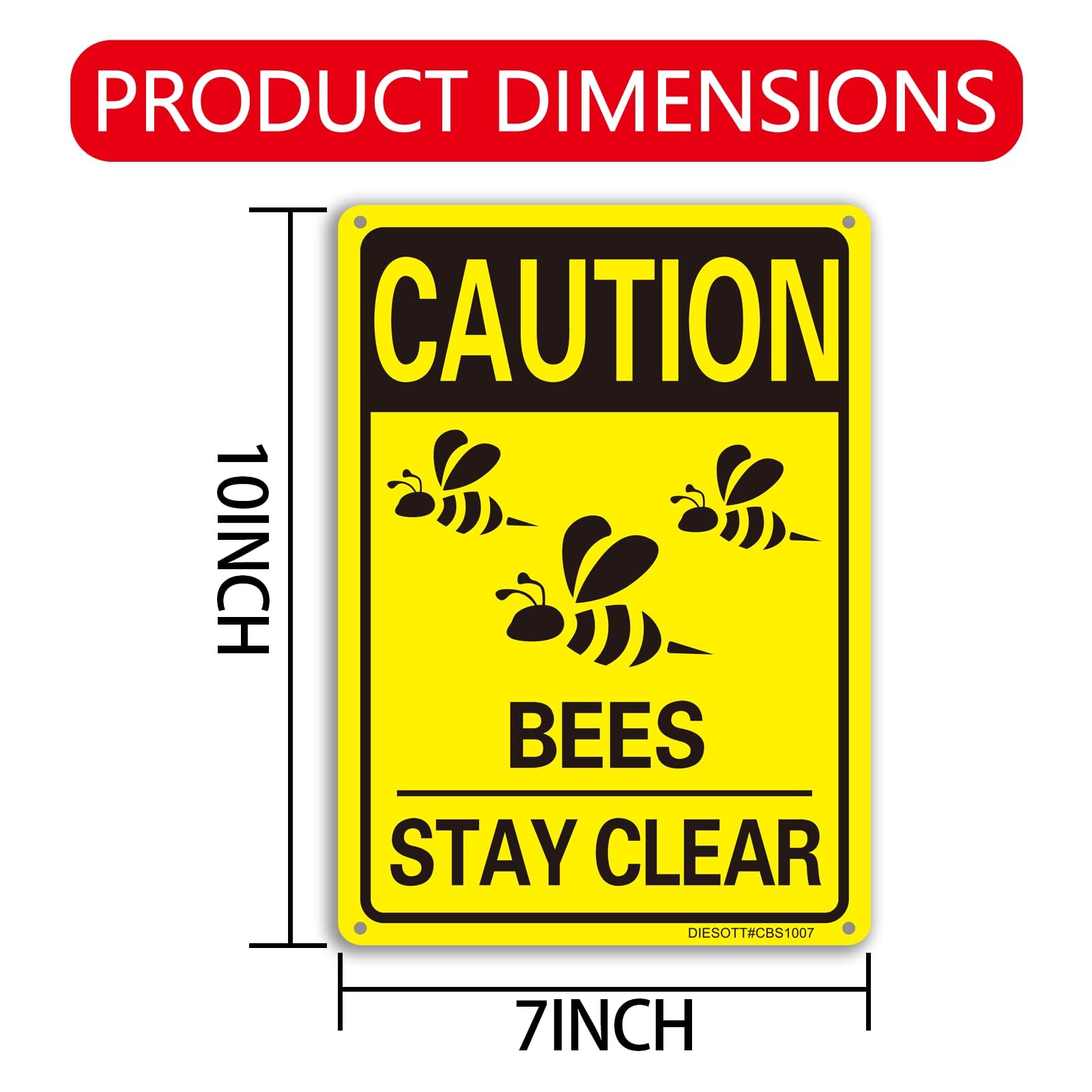 2 Pack Caution- Bees Stay Clear Signs 10×7 inches Aluminum Sign Fade Resistan…