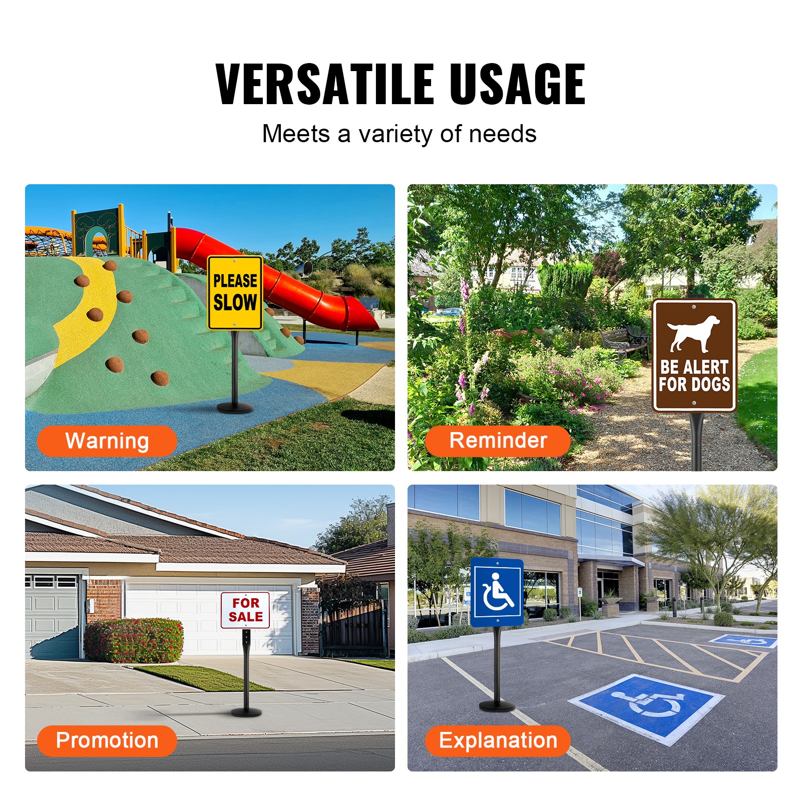 Uimoso Durable Cast Iron/PVC Sign Post, Multiple Sizes and Colors Available