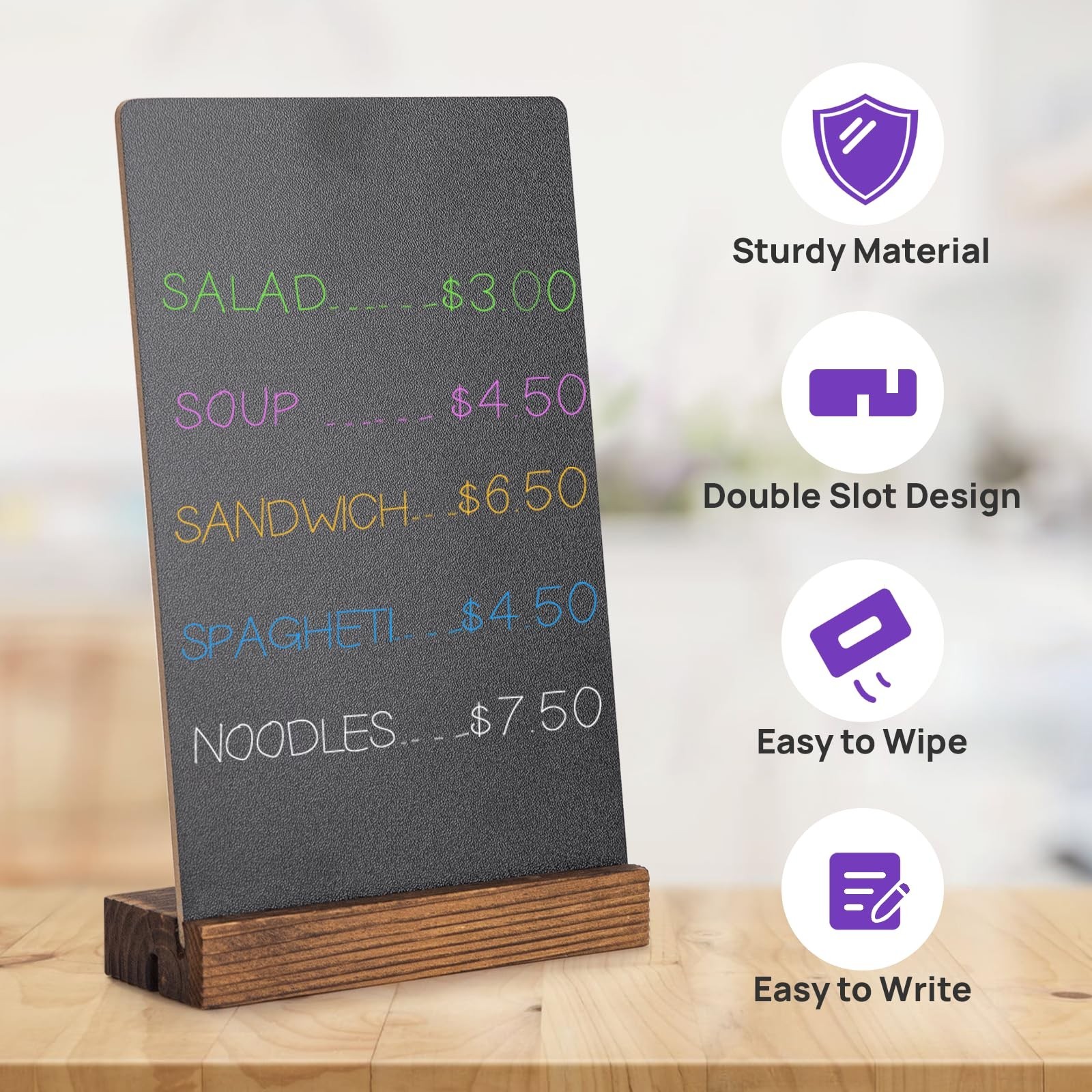 Tabletop Chalkboard Sign, 7.8×5 Inch Double-Sided Message Boards, Blackboard …
