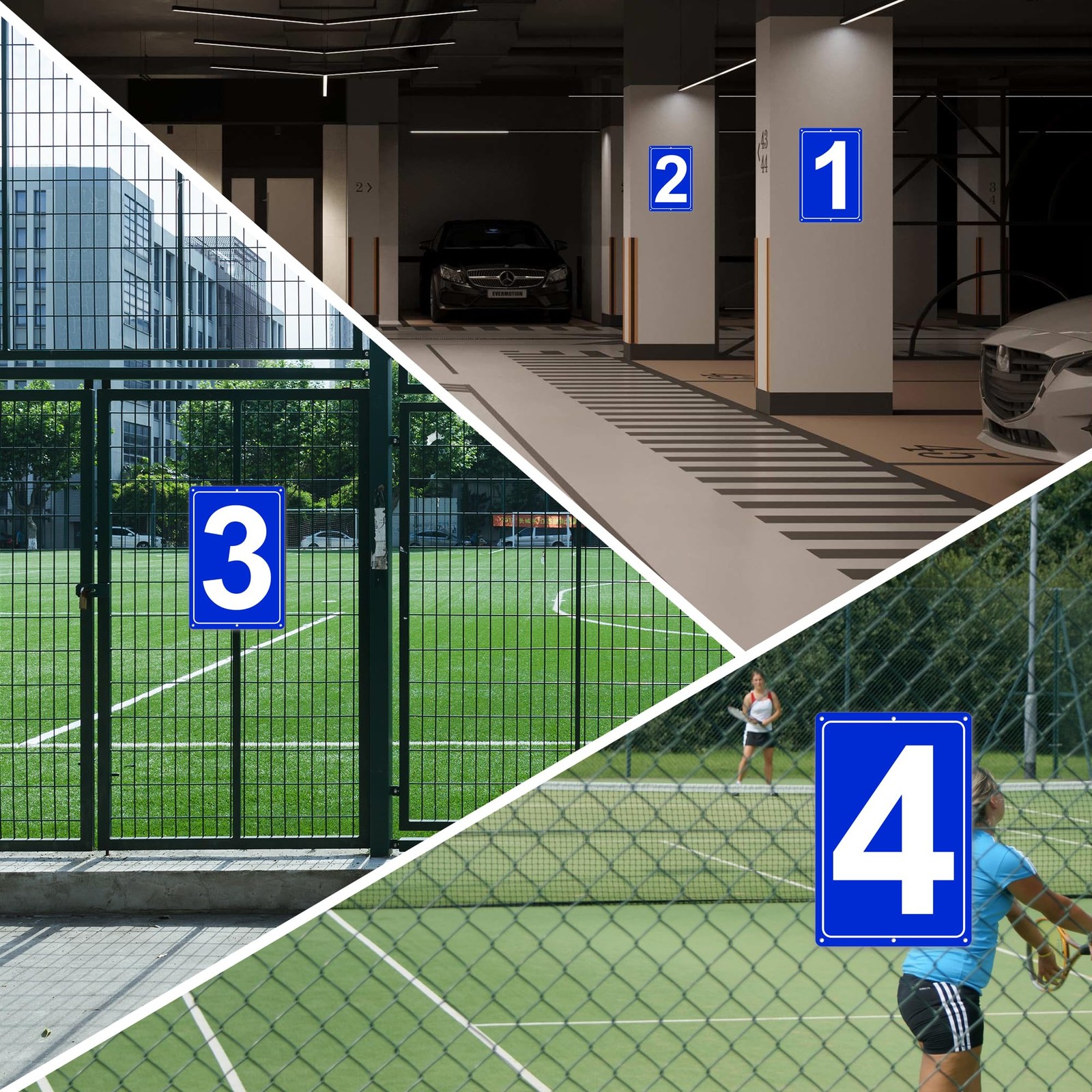 Numbered Sign 10, Aluminum Number Signs for Tennis Court, 12×8 inches Signage…