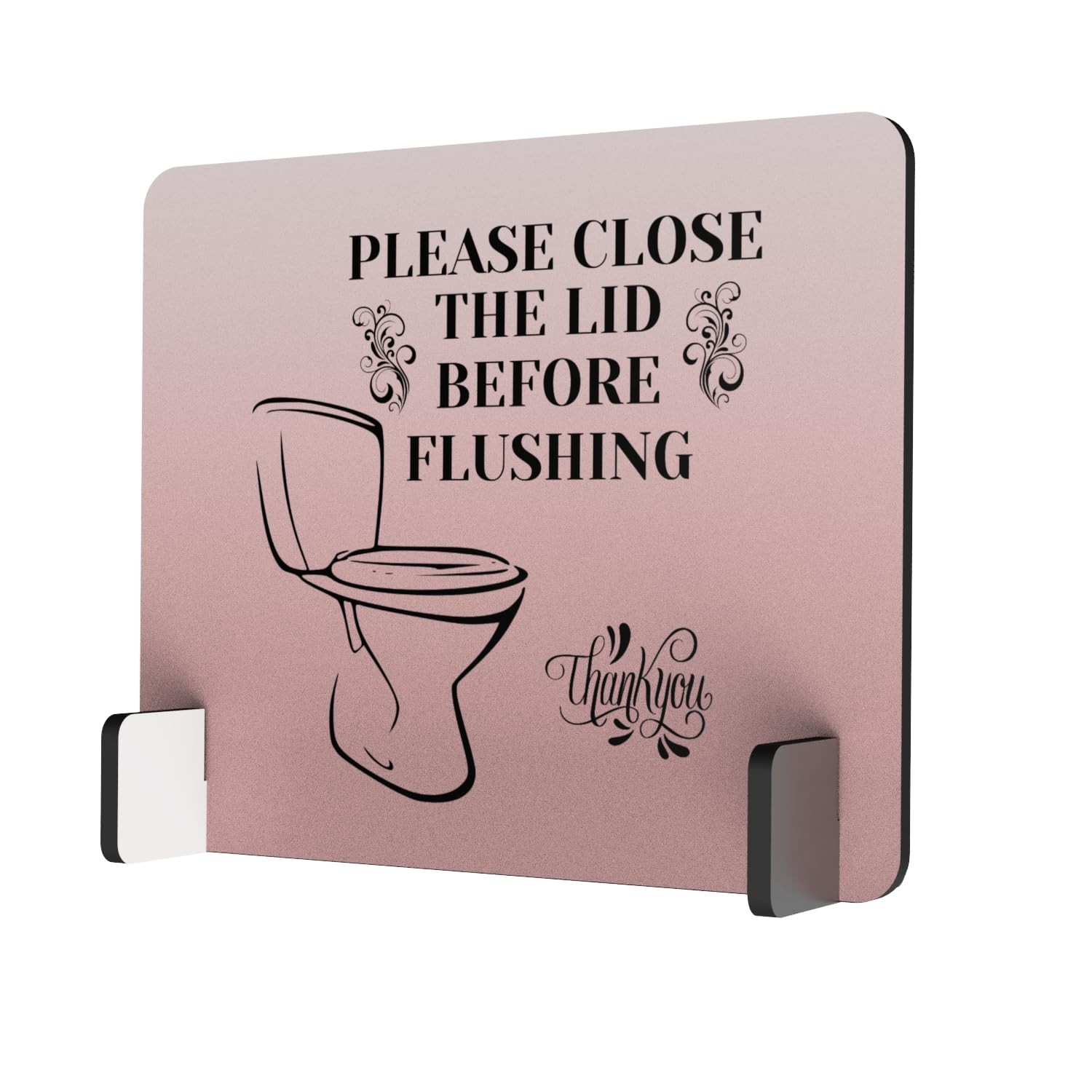 Elegant Free-Standing Bathroom Sign | Polite Reminder: Close Toilet Lid Befor…