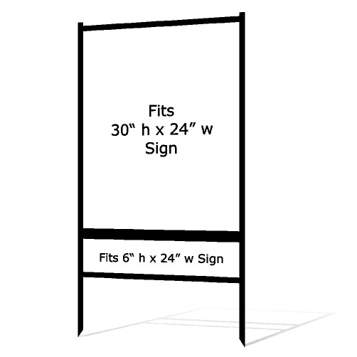 Real Estate Yard Sign Metal Frame, 30 x 24 Slide-In (1) Rider, Black (Pack of 1)