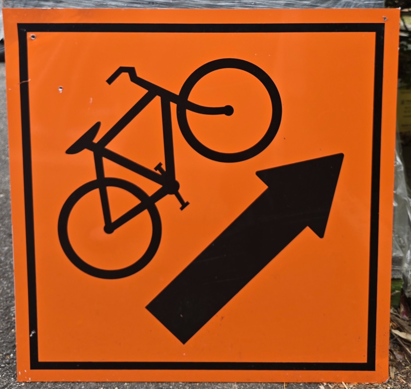 Bicycle Right Arrow Orange Reflective 24″ Street Sign Bike Lane Construction #1