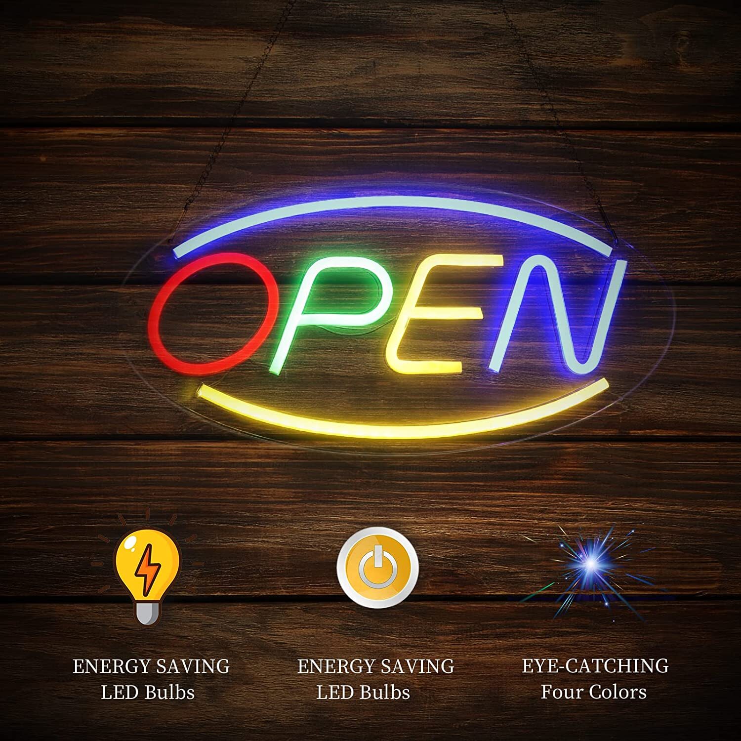 Wall Mount Electric Neon Open Sign LED Light Ultra Bright Business Store Sign