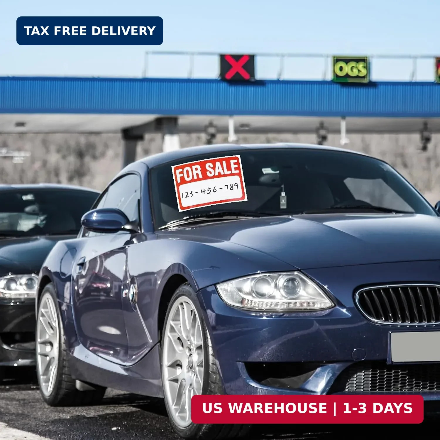 2 Pcs Car for Sale Sign 12″ X 9″ Self Adhesive Vinyl for Sales Signs Car | Car S