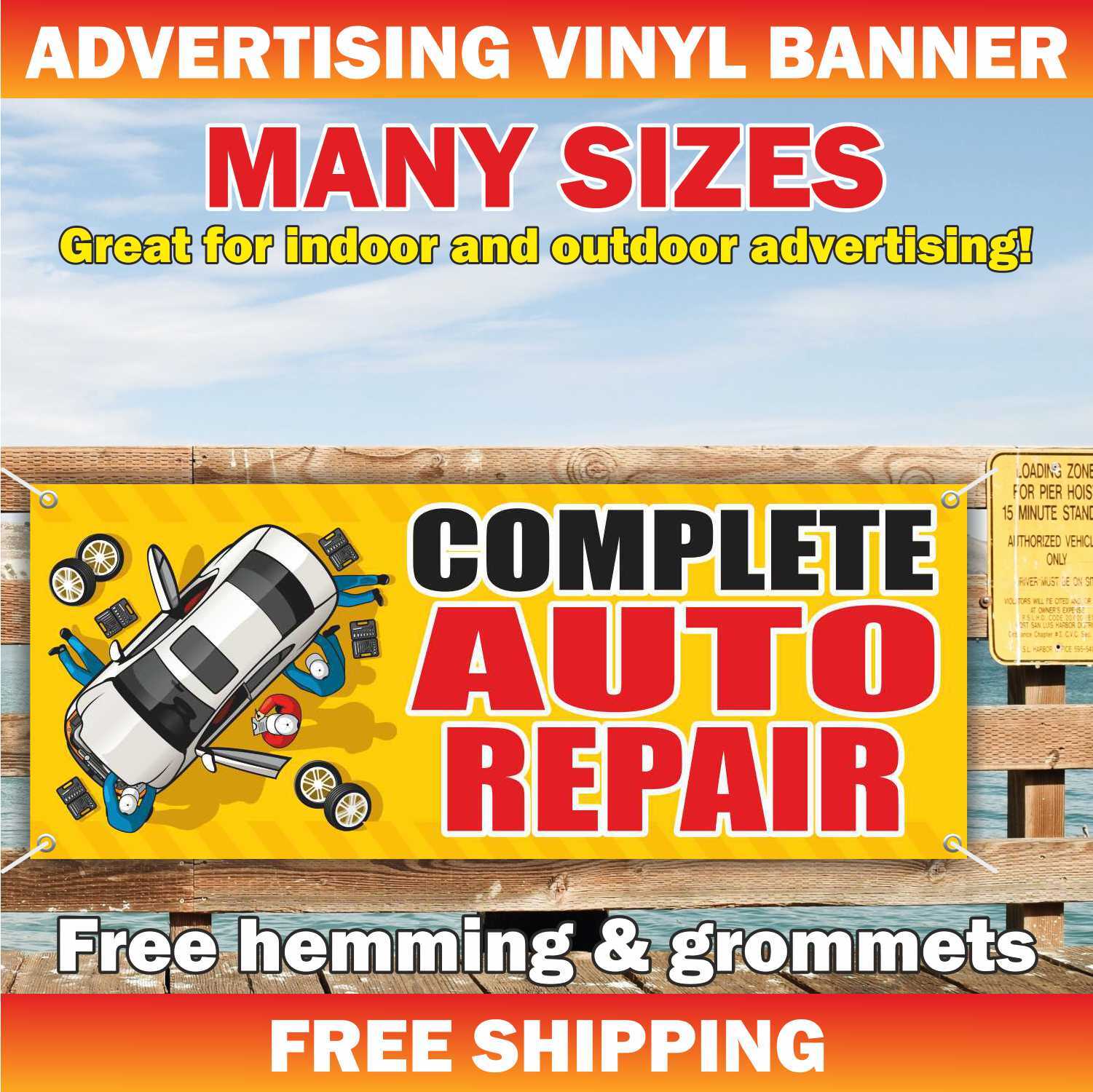 COMPLETE AUTO REPAIR Advertising Banner Vinyl Mesh Sign car service shop garage