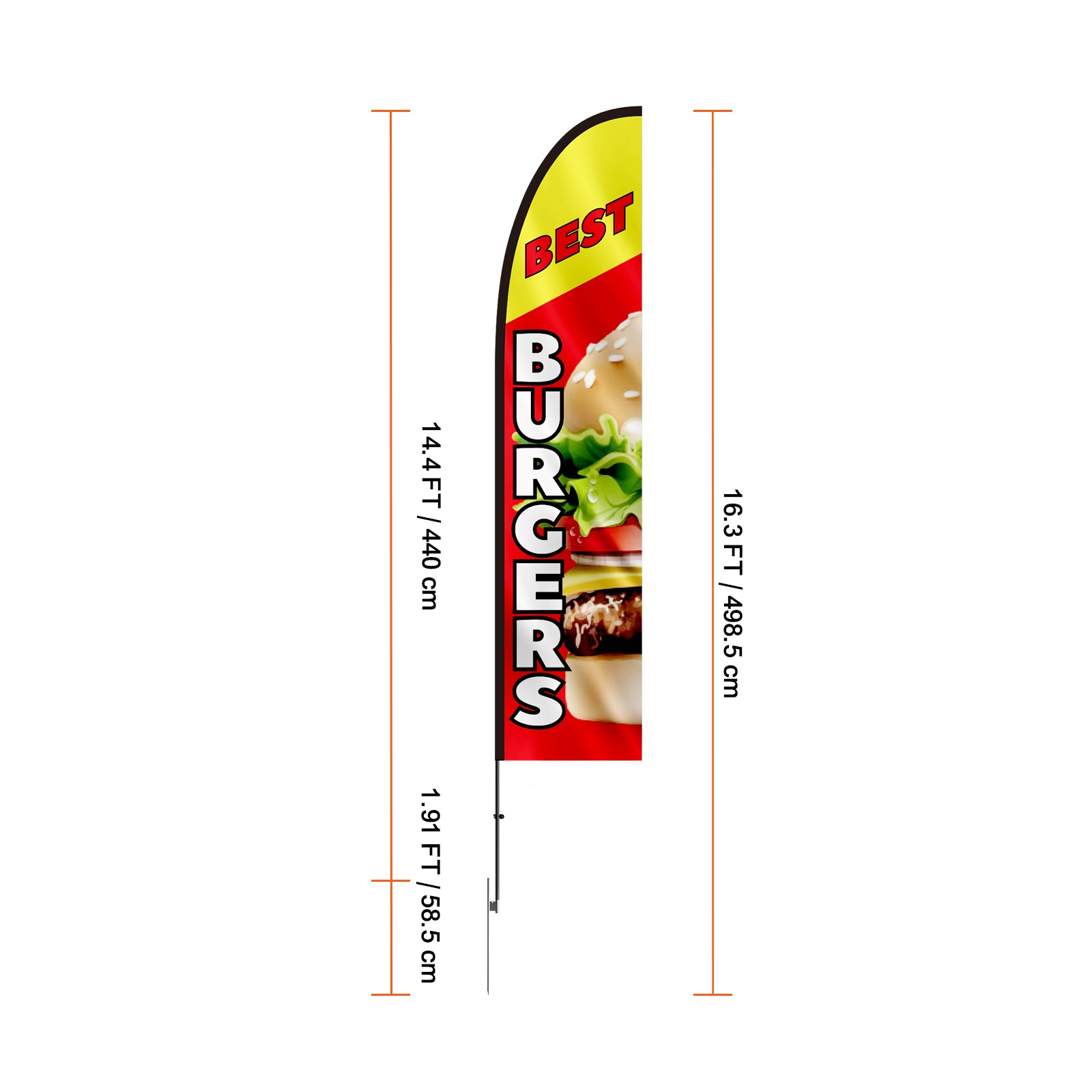 VEVOR Burger Restaurant Advertising Feather Flag Kit Swooper Flag Poles 16.3 FT