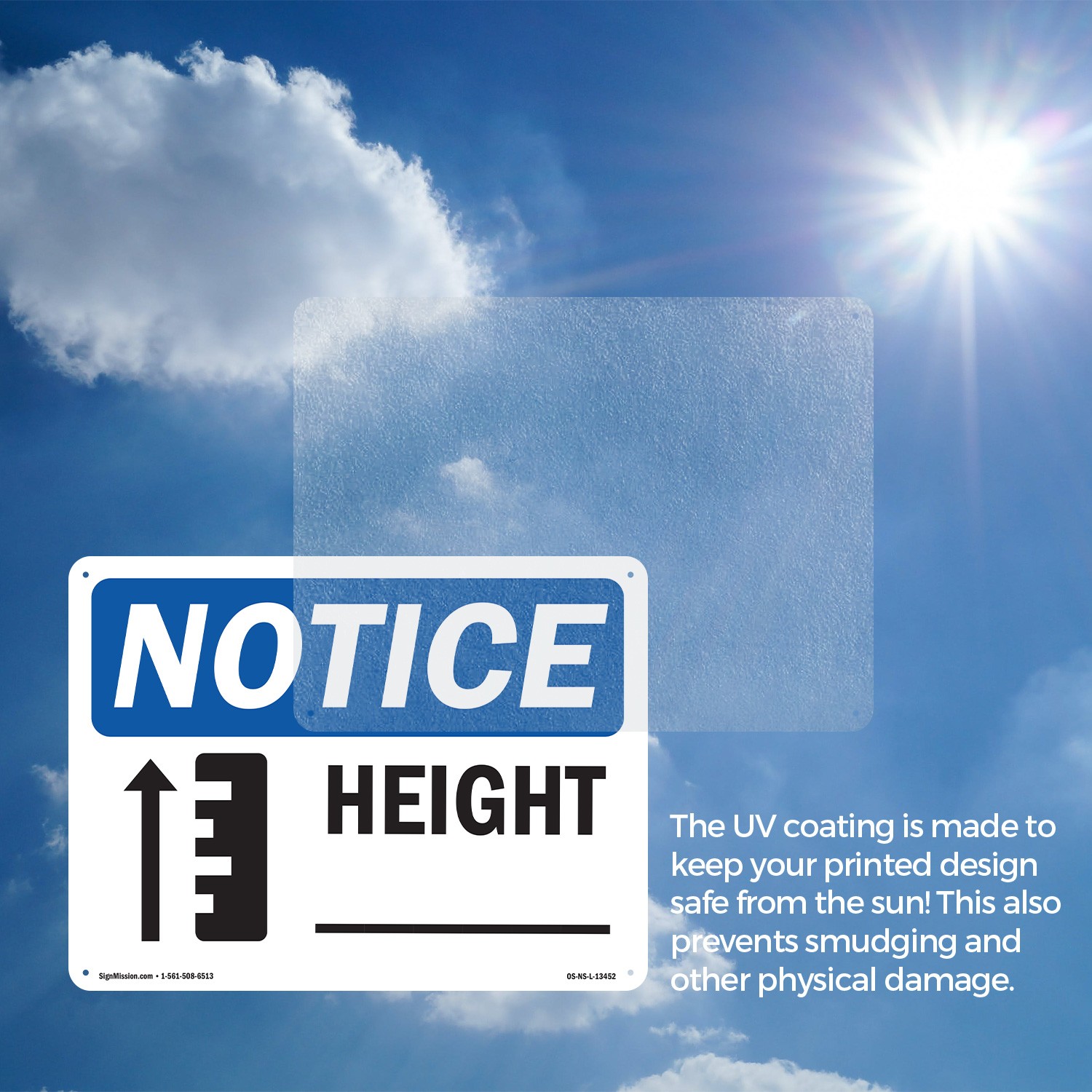 Height ____ OSHA Notice Sign Metal, Plastic, Or Decal – 5 or 10 Pack