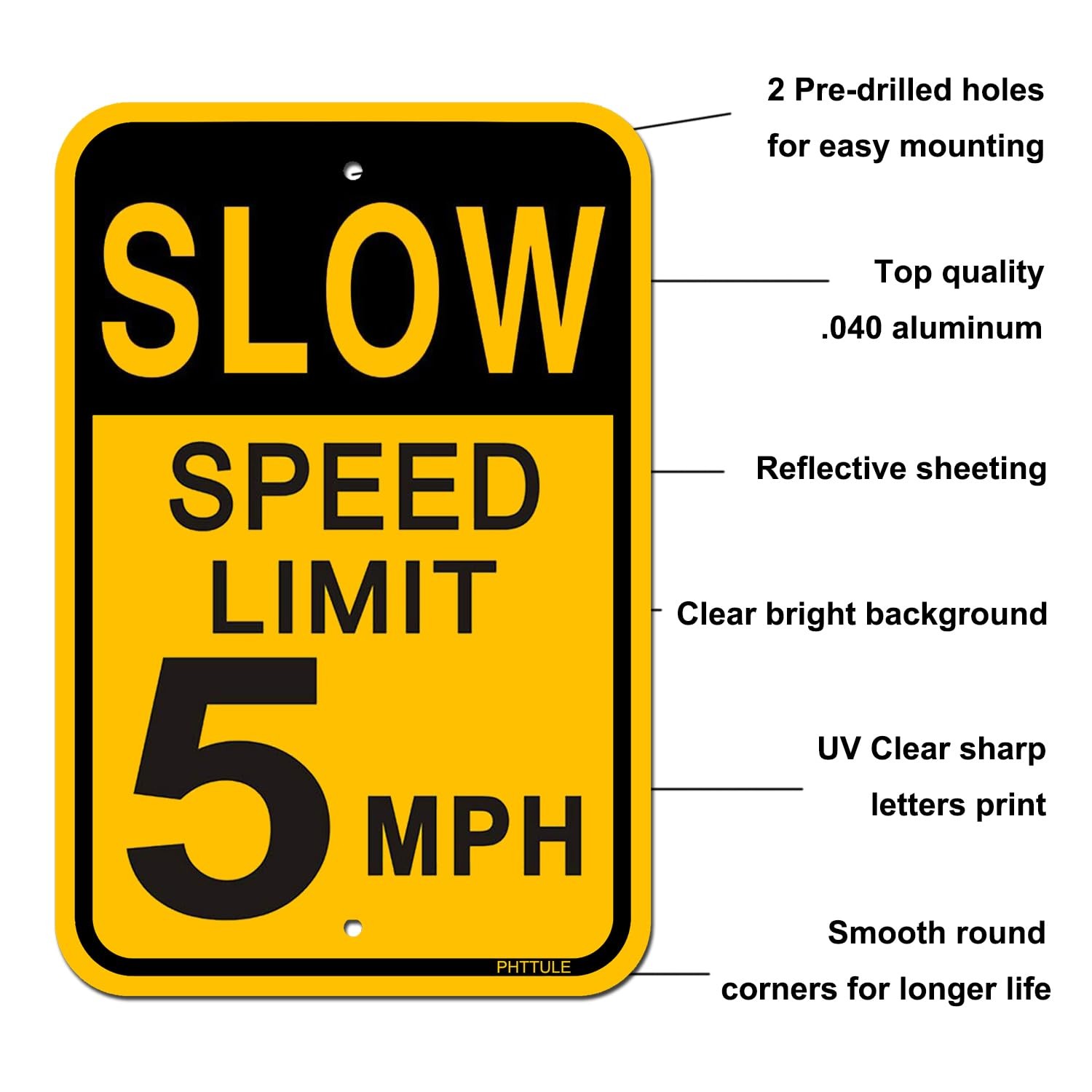Slow Down Speed Limit 5 MPH Sign (2 Pack) Metal Speed Alert Signs for Street …