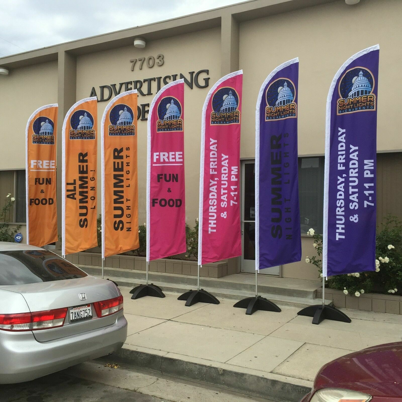 15′ Regular Print Custom Swooper Advertising Flag Feather Banner + Pole & Spike
