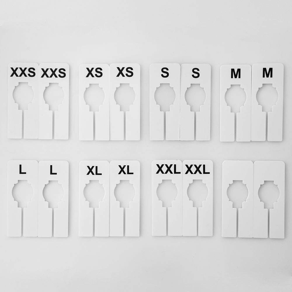 NAHANCO QSDWBKIT3, White Rectangular Clothing Size Dividers with Black Print …