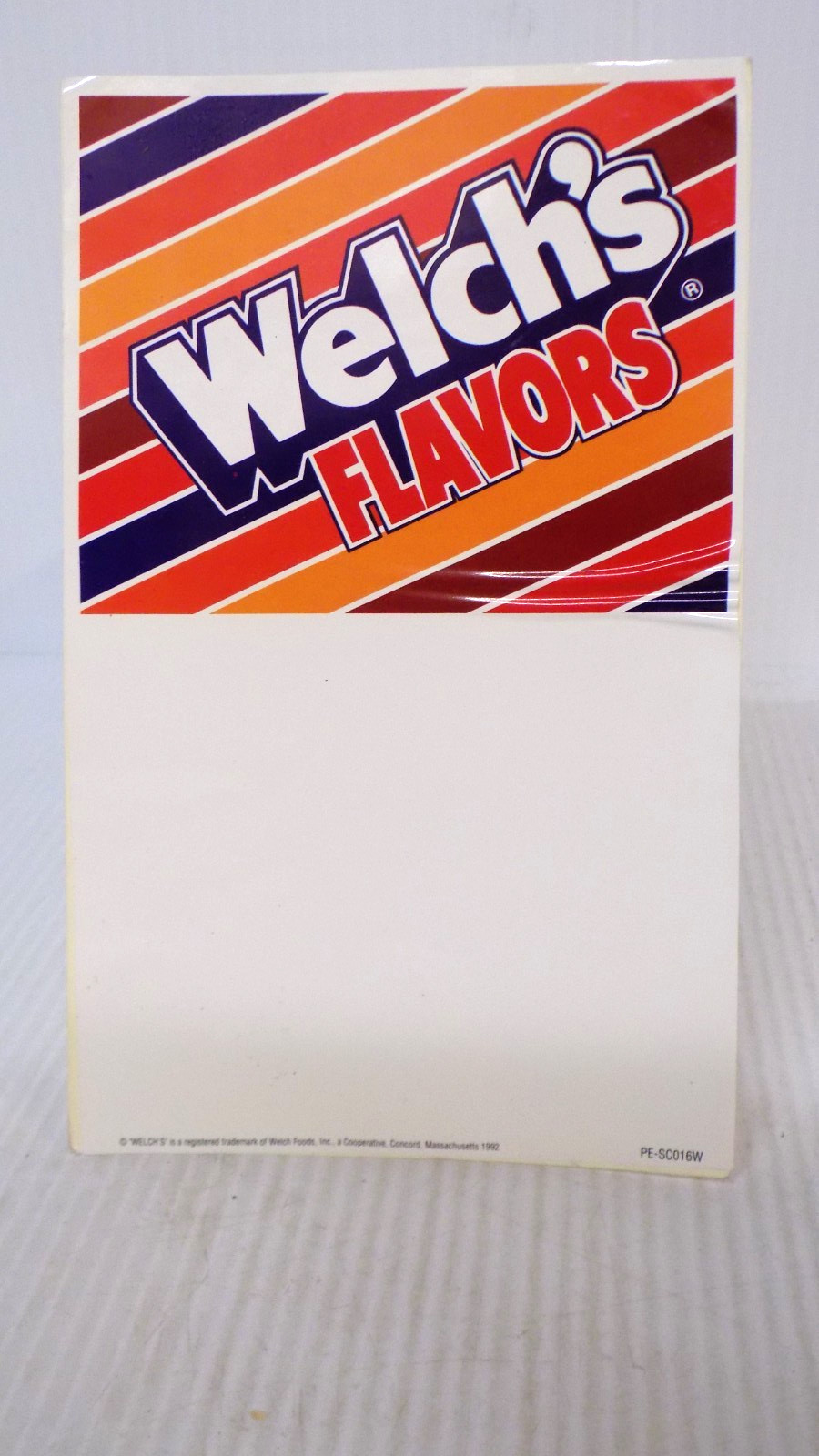 1992 Welch’s Flavor Cooler Door Vertical Static Cling Vinyl Price Sticker Unused