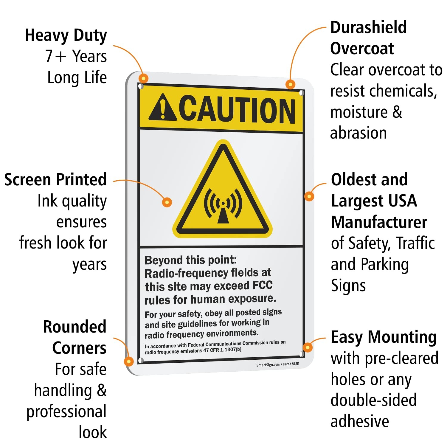 10×7 Inch Caution RadioFrequency Exceed FCC Rules ANSI Metal Sign 40 mil