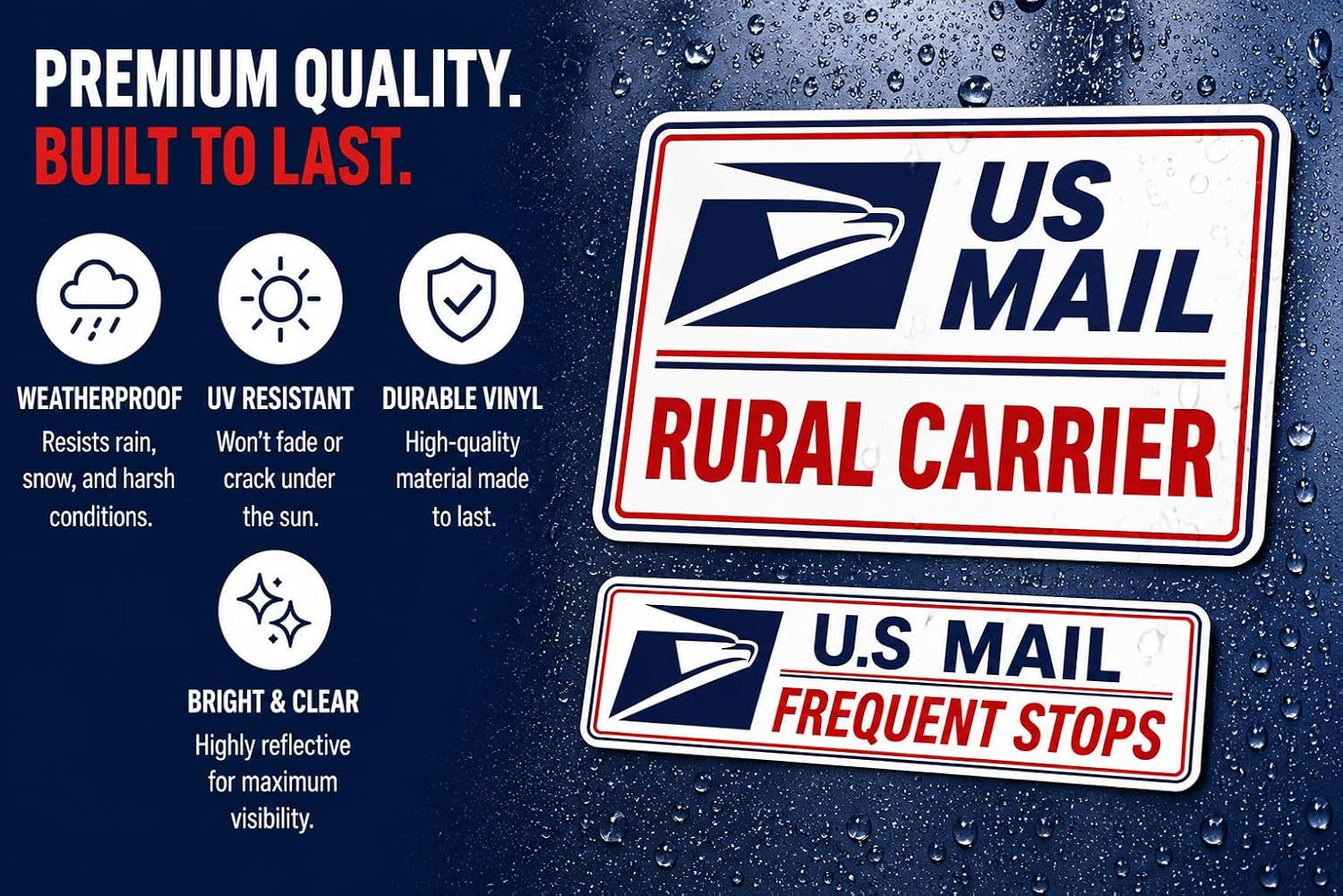(3 Pack) U.S. Mail Delivery Driver Magnetic Signs U.S. Rural Delivery Carrier