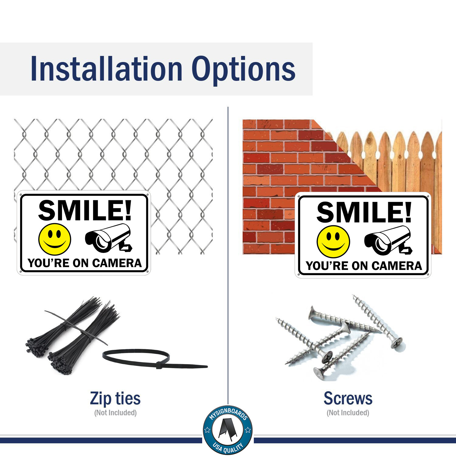 Smile You’re on Camera Sign Video Surveillance Signs 11″x 7″ UV Protected cctv