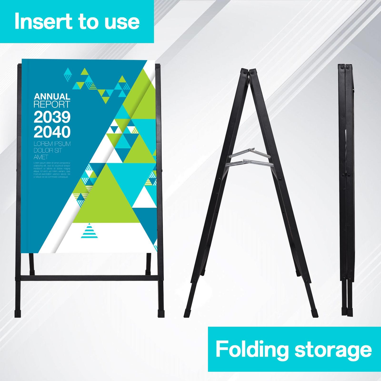 2pcs A-Frame Sidewalk Sign 24×36 in, Portable Double-Sided Sandwich Board