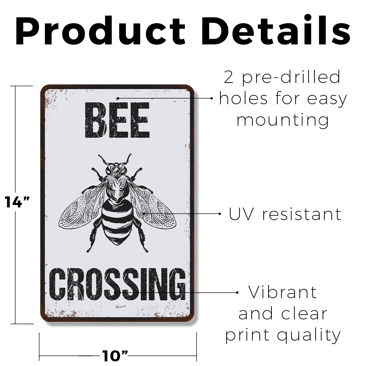 Bee Crossing Sign Buzz By Do Not Swat Durable Perfect for Gardens Orchards Yards