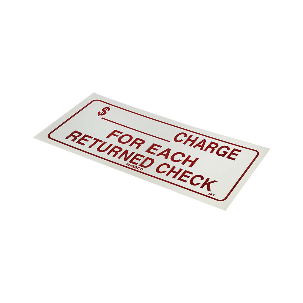 9” x 4” Store Sign 2 Pc Waterproof Plastic Charge For Each Returned Check Sign
