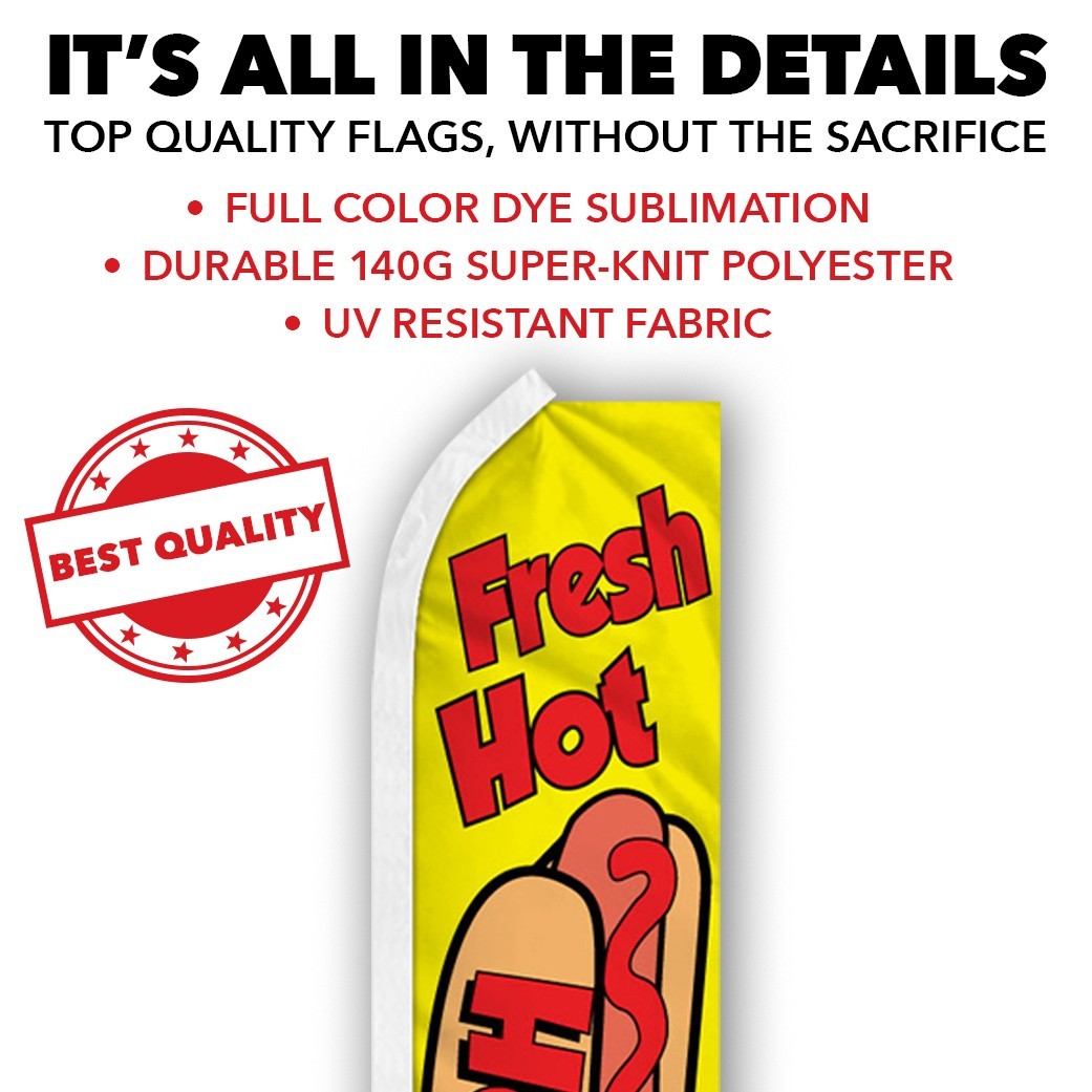 Fresh Hot Dogs Advertising Swooper Feather Flutter Flag Concessions Food