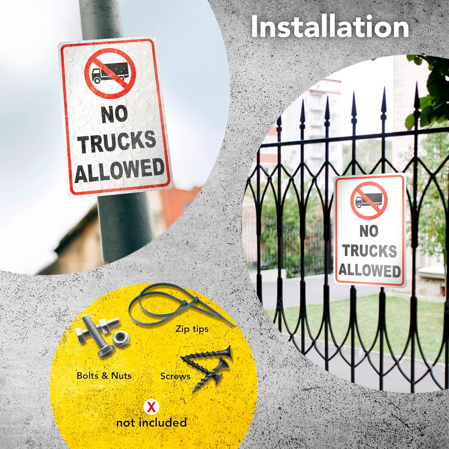 No Trucks Sign 8×12 Aluminum No Truck Allowed in Driveway Sign UV Protected Easy