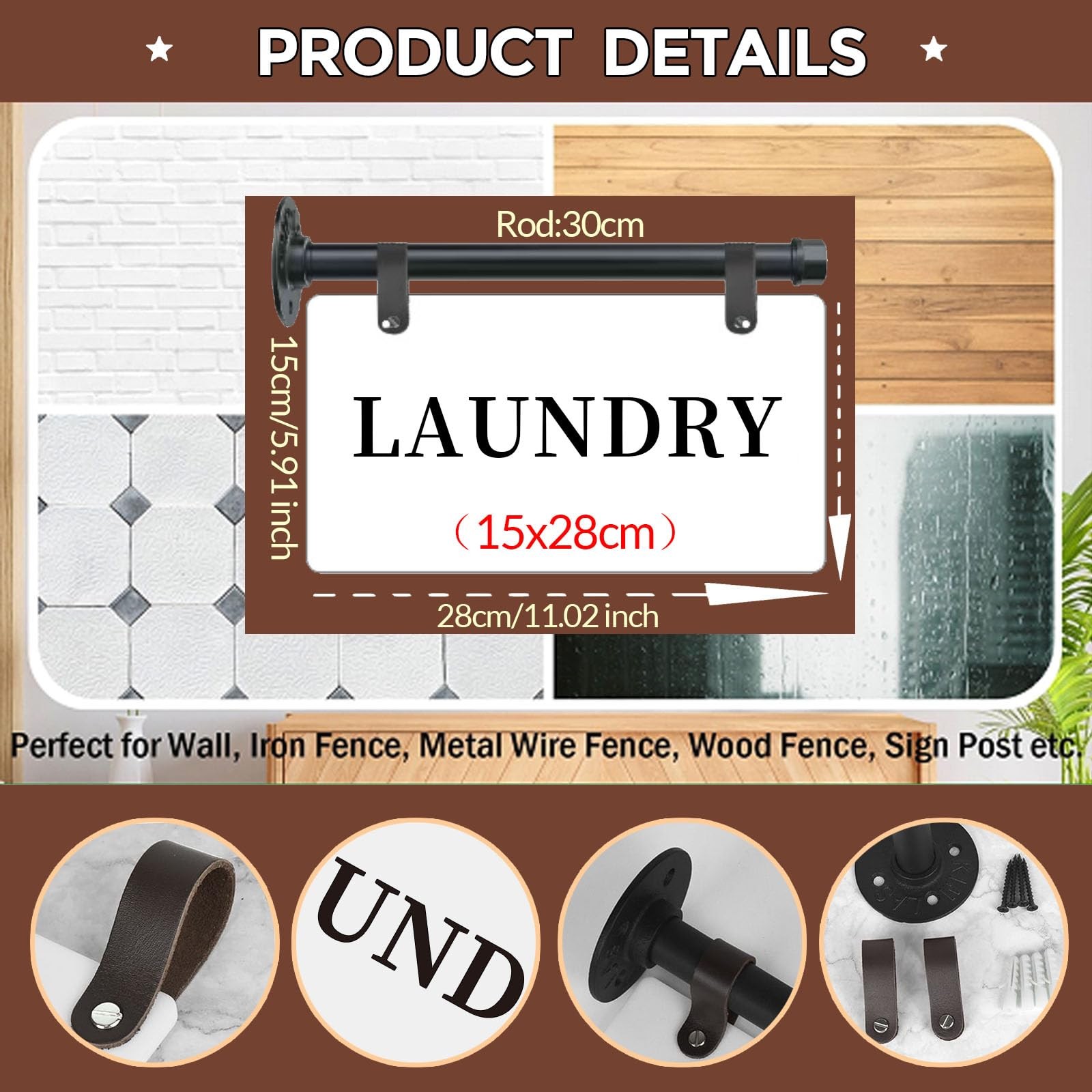 Laundry Metal Wall Sign 11″ x 6″ Wall-Mounted Laundry Room Sign Double-Sided …