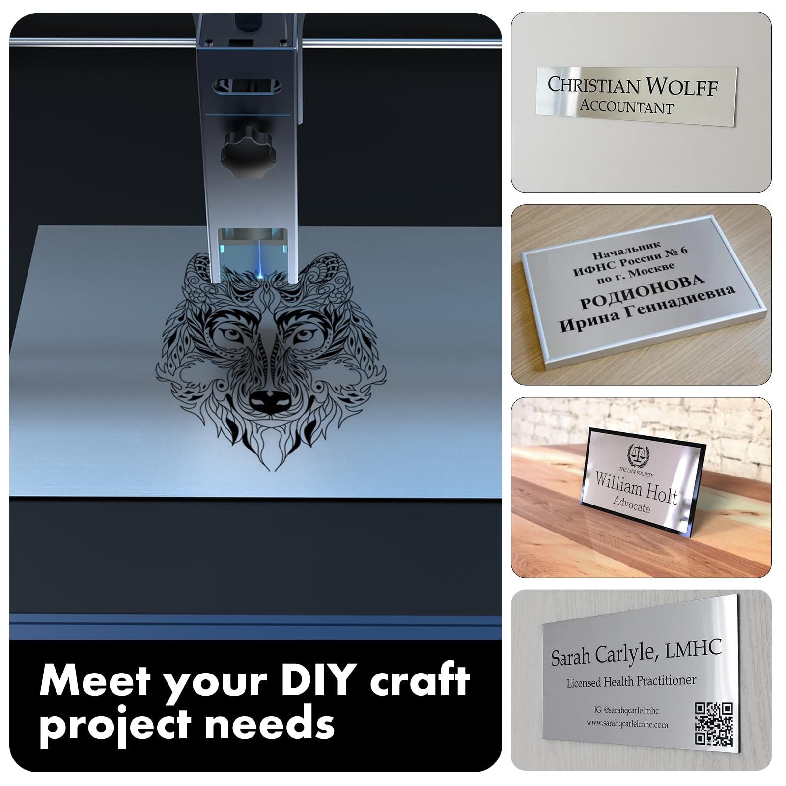 4 PCS 12×8 Inch Laser Engraving Double Color ABS Plastic Sheet Silver
