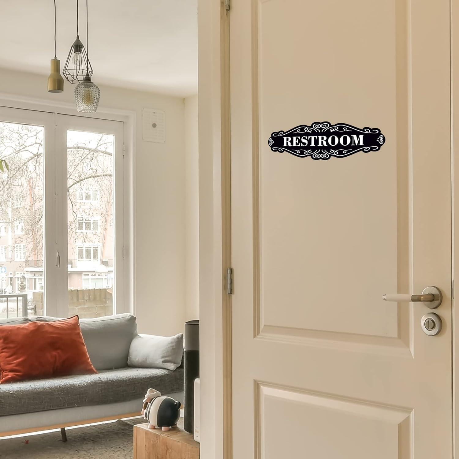 Restroom Sign for Door 9X3 Dibond Self-Adhesive Unisex Bathroom Sign Waterproo