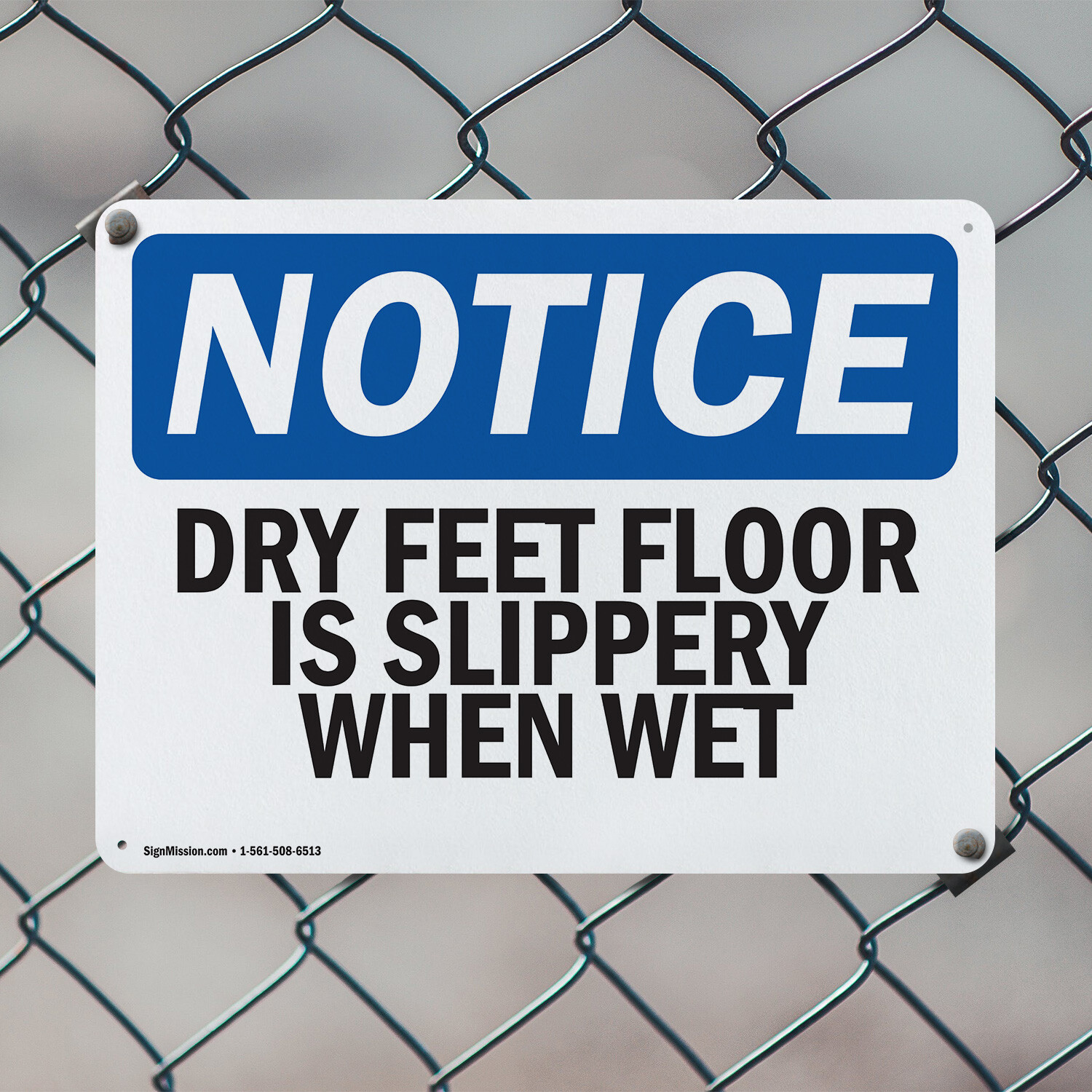 (2 Pack) Dry Feet Floor Is Slippery When Wet OSHA Notice Sign Decal Metal