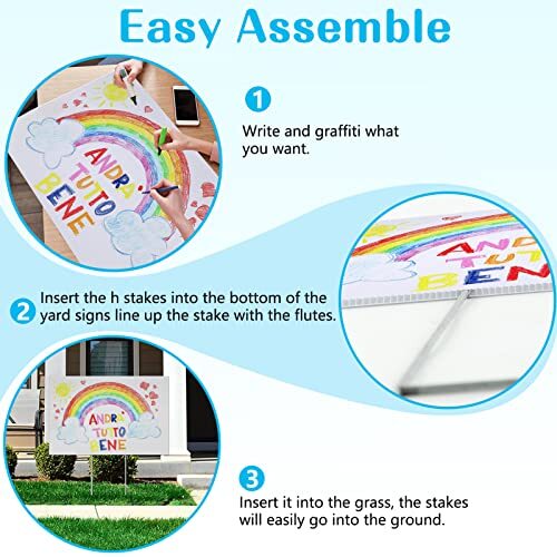 Blank Yard Signs with Stakes Custom Yard Sign 17×12 Inch 4 Pack Corrugated Pl…