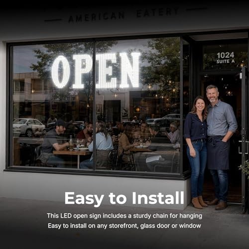 40″ x 14″ Large LED Open Sign with Remote Control High Bright Visibility