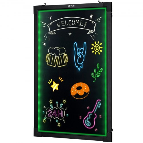 VEVOR LED Message Writing Board 24″x16″ Illuminated Erasable Lighted Chalkboard