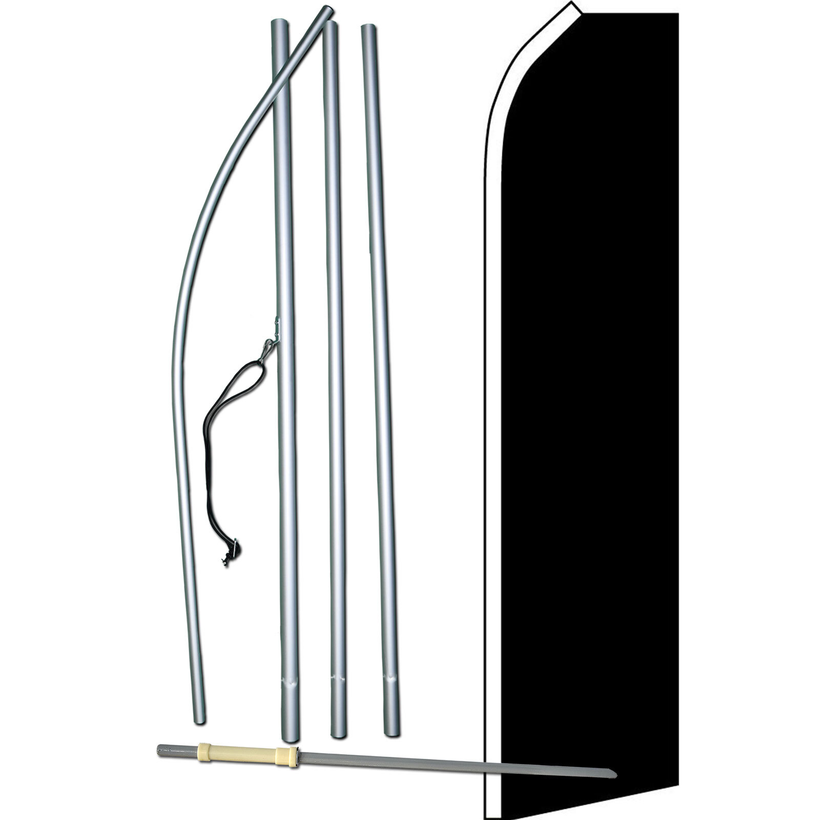 Solid Black Swooper Flag Kit