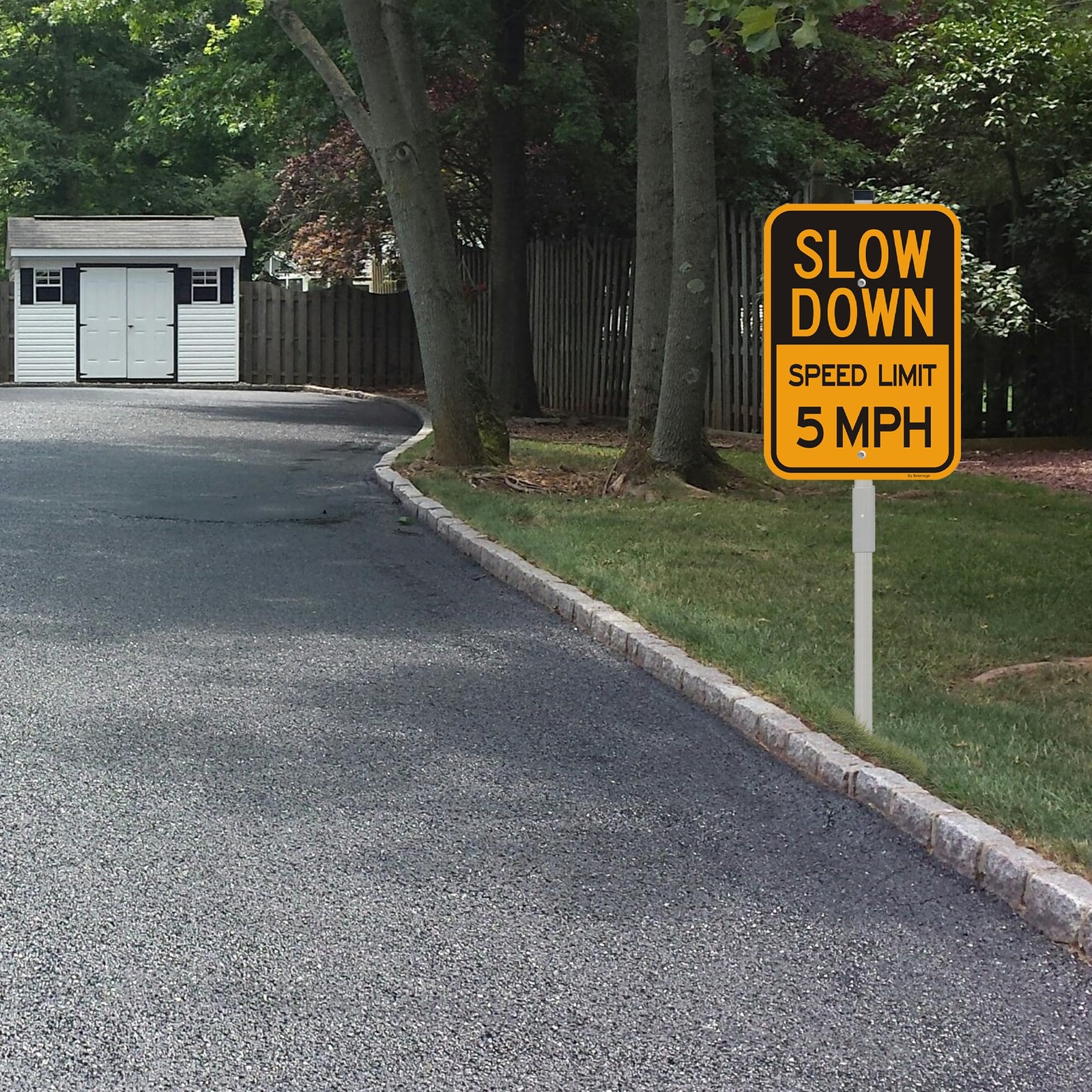 Slow Down Speed Limit 5 MPH Sign with 36-Inch Stakes, 14 x 10 Inches, Reflect…