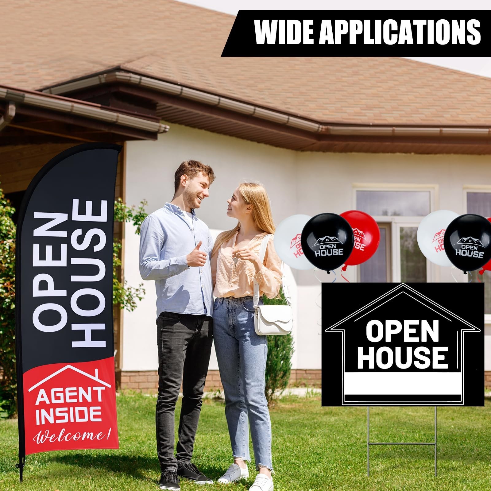 106 Pcs Real Estate Kit – Open House Flags, Directional Signs, Balloons & Stakes